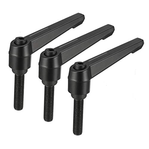 Image of uxcell M10 x 40mm Handle Adjustable Clamping Lever Thread Push Button Ratchet Male Threaded Stud Knobs Locking Rotating Screw Handles Quick Release Bolt Black 3pcs