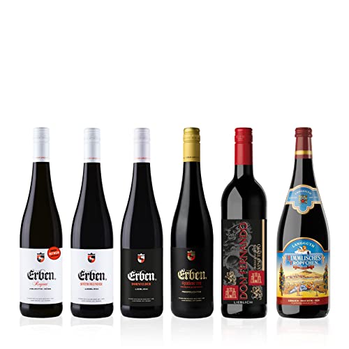 Liebliches Rotwein Probierpaket (5 x 0.75 l, 1 x 1l) 6 Flaschen verschiedene Rotweine für Ihre Weinprobe, Ideales Wein Geschenk Set Cover