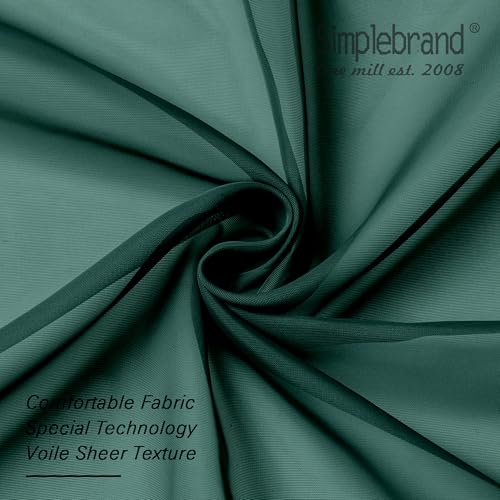 Image of Simplebrand Hunter Green Sheer Curtains 63 Inch Length 2 Panels, Rod Pocket Solid Color Window Sheer Curtain Panels, Elegant Curtains & Drapes for Living Room, Bedroom (Hunter Green, 42 inch W x 63 inch L)