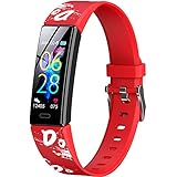 K-berho Kids Fitness Tracker, Fitness Watch Activity Tracker with Pedometers, Heart Rate & Sleep Monitor, Stopwatch, IP68 Waterproof, Smart Band with 11 Sport Modes (Red) 1 Wristband
