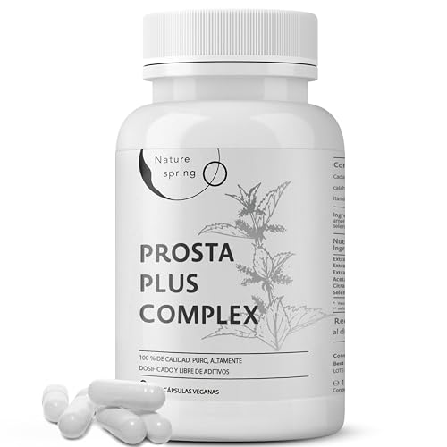 Prosta Plus Complex - 180 cápsulas de próstata en dosis altas, fórmula única de semillas de calabaza, palma enana americana, extracto de raíz de ortiga con zinc, vitamina E y selenio - Cápsulas
