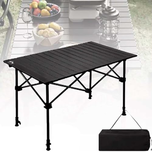 Folding Camping Table That Fold Up Portable Picnic Table Lightweight Aluminum Folding Table Roll Up Tables for 4-6 Person Camping, Beach, Picnic, Outdoor BBQ, Backyard(95 x 55 x 50CM)
