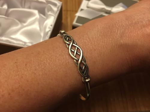 JewelryWeb - Sterling Silver Antiqued Celtic Trinity Knot Cuff Bangle Bracelet - 7x42mm - Hook Closure - Stackable Claddagh Bangle Bracelet for Women - Irish Jewelry3