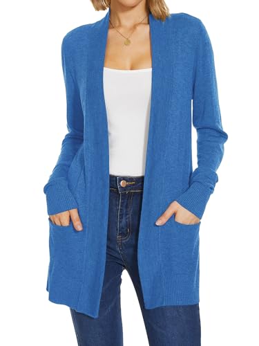 Image of Spicy Sandia Women's Basic Open Front Long Cardigan Sweaters with Pockets | Capsule Wardrobe Essentials, Early Fall 2026 Trendy