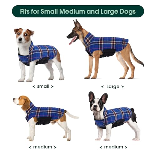 Image of Kuoser Waterproof Dog Coat, Warm Reversible Dog Jacket with Leash Hole