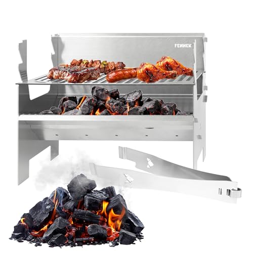 FENNEK 2.0 | Barbecue au Charbon de Bois | Acier Inoxydable | Portable/démontable | pour Camping/Trekking/Voyage en Van/Barbecue dans Le Jardin ou la Nature