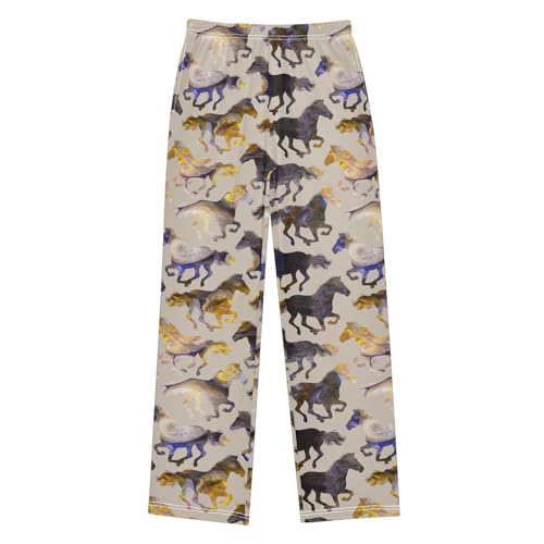 ZZXXB Galaxy Horse Print Boys Long Pants Soft Trousers Elastic Waist Kids Lounge Bottoms with Pockets S-XL