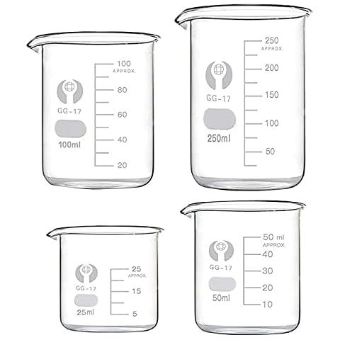 Becherglas 250ml 100ml 50ml 25ml Messbecher Borosilikatglas Glasbecher für Labor Cover