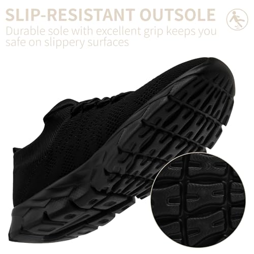 Mens Running Shoes Tennis Walking Lightweight Athletic Workout Gym Shoes Breathable Fashion Sneakers All_Black 10.54