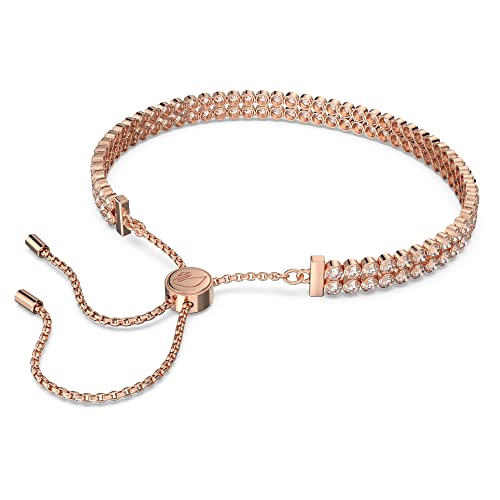 Swarovski Subtle Women's Bracelet, With Clear Swarovski Crystals On A Rose-Gold Tone Plated Setting With Bolo Closure #TOP3