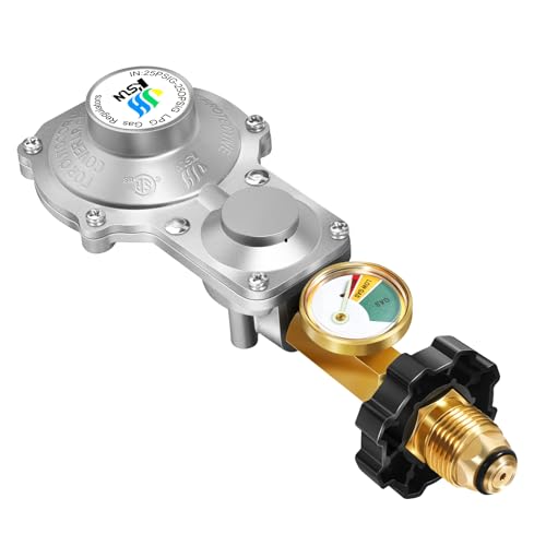 GGC 2 Stage Propane Regulator with Gauge, Double Stage Propane Regulator with 3/8" Female NPT and POL for RV, Campers, 20-100lb Tank, Generators