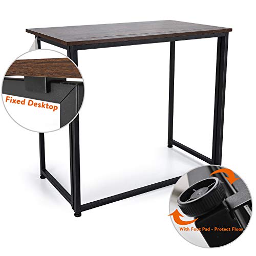Ergodesign Folding Computer Desk For Small Spaces, Simple Space-Saving Home Office Desk, Foldable Computer Table, Laptop Table, Writing Desk, Compact Study Reading Table (Rustic Brown) #TOP4