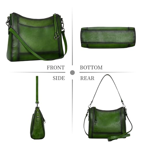 Image of Iswee Leather Crossbody Bags for Women Shoulder Purse Medium Hobo Genuine Leather Satchel Purses and Handbags