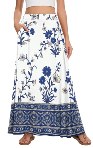 Image of Womens Maxi Skirt Long Flowy Summer A-Line High Waist Skirts