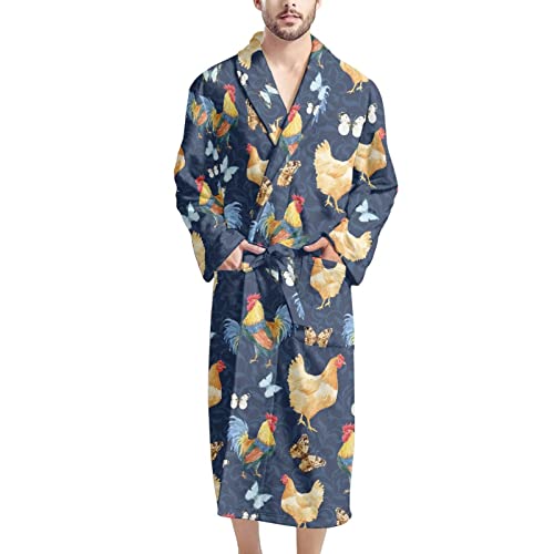 HUGS IDEA Bathrobe with 2 Front Pockets Long Sleeve Soft Tie Robes Warm Sleepwear Robes One Size