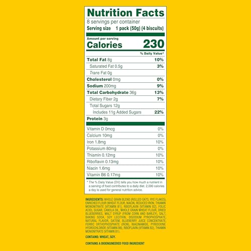 Image of belVita Breakfast Bars Biscuits, Blueberry, 8 Packs (4 Biscuits Per Pack)