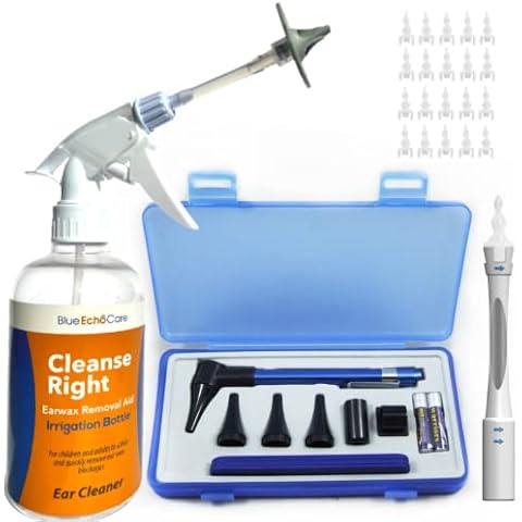 Cleanse Right Ear Wax Removal Kit- with Otoscope! 20 Disposable Tips 8, pcs Pick Removal Set, Wash Basin and Syringe! - Cl. Cover