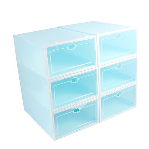 Ciieeo 6PCS Transparent Stackable Shoes Storage Box with White Frame Plastic Shoe Container for Women Organize Your Closet and Entryway for Tidy Homes and Offices
