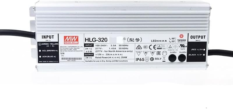 Mean Well HLG 320W 6.7A LED Driver HLG-320H-48B Switching Power Supply Converter Transformer with IP67 PFC Function Metal Case 3 in 1 Dimming