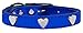 Mirage Pet Products Heart Widget Genuine Metallic Leather Dog Collar, Size 24, Blue/Silver