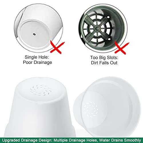 16 Pack Plastic Plant Pots With Drainage Holes And Tray, 4 Inch Thickened Indoor Planters Seedlings Nursery Pots For Flowers, African Violet, Succulent And All House Plants, White #TOP2