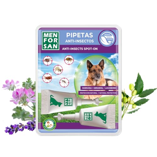 MENFORSAN Pipetas Anti-Insectos para Perros con Margosa, Geraniol y Lavandino, contra Pulgas,...