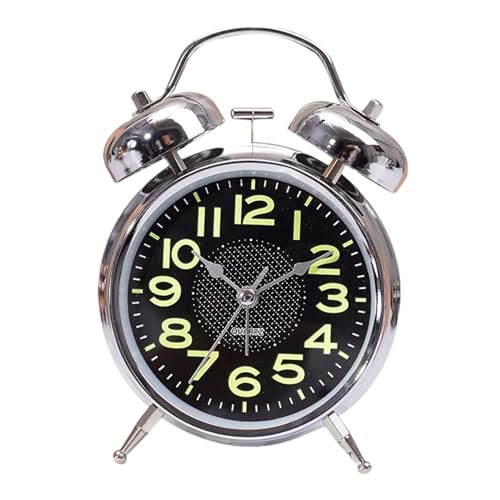 Despertador silencioso, silencioso, con manecillas luminosas, con manecillas luminosas, despertador mecánico, reloj de mesa de noche vintage para habitación de los niños, viajes y exteriores
