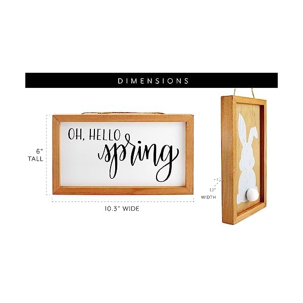 Auldhome design spring wood signs set of 2 farmhouse decor easter and spring door hanger seasonal plaques 10 x 6 inches  urban country home decor