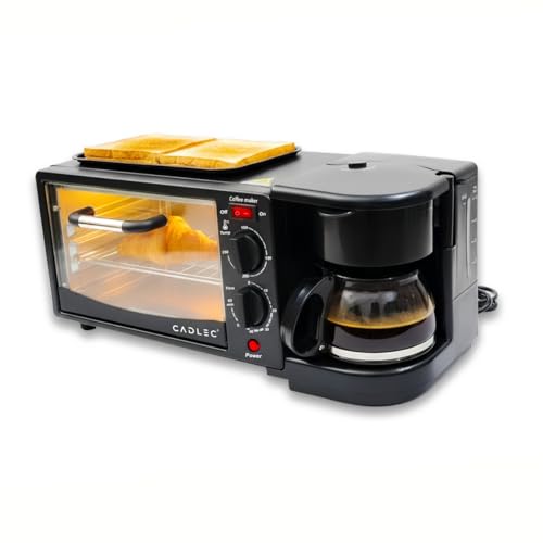Cadlec MultiChef Pro 3 in 1 Breakfast Maker With Oven Toaster Griller, Coffee Maker, Frying Pan | Adjustable Temperature & Timer, Bake, Grill & Toast-...
