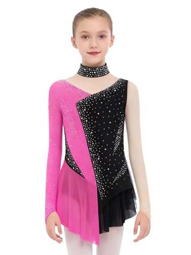 YOOJIA Maillot De Danza Ballet Niña Vestido Gimnasia Ritmica Vestido De Danza Contemporánea Leotardo De Ballet Actuación Rosa Fuerte Claro 9-10 años