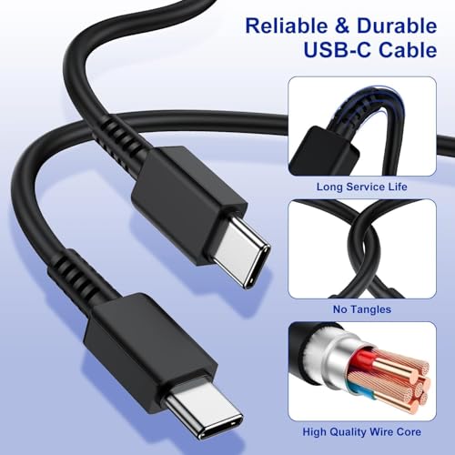 Image of GWINGS Samsung 25W Original Type C to 1M Fast Charging USB Cable High-Speed & Data Transfer Compatible with S25 /S25+ /S24 /S24+ /S23 /S23+ /S22 /5G /Ultra /Plus /Fe /Edge /S- Type-C Cord (Black) | Black