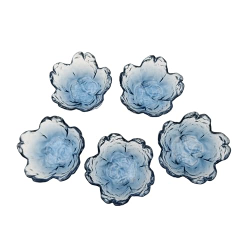 Naeutop 5 Pack Small Glass Bowls,4oz Mini Glass Sakura Soy Sauce Dishes Dessert Bowls Stackable Condiment Containers, for Prep, Dips, Snacks, Fruits or Tea Bags, Small Candles, Trinkets (Blue)