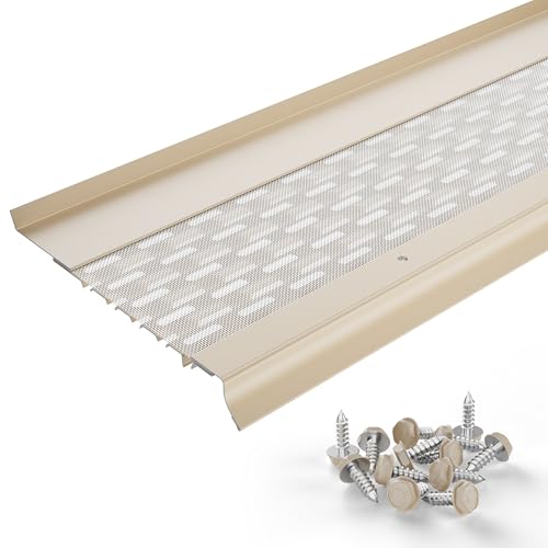 Image of Micromesh Gutter Guards, 6 Inch, 25 FT, Stainless Mesh, Eggshell