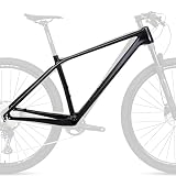 YFGSFWTS 15''/17''/19'' Hardtail Mountain Bike Frame 27.5er 29er Carbon Fiber Bike Frame XC/AM Quick Release 135mm Disc Brake Frame Internal Routing(Matte Black,29x19in)