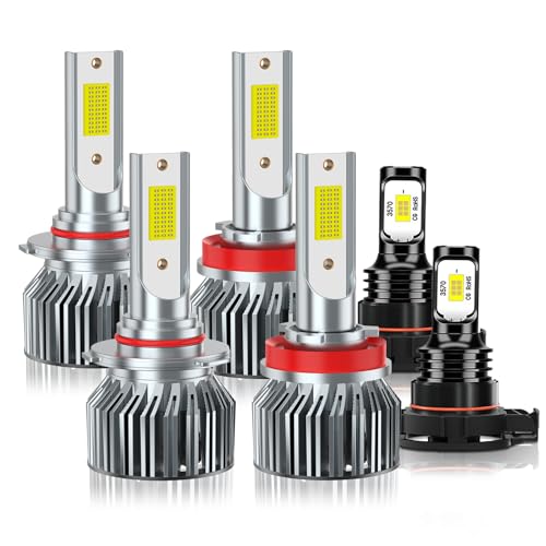 ZYRALUX Fit for Chevrolet Silverado 1500 2500 3500HD 2007-2015 High Low Beam Fog Lights Bulbs Combo 40000LM 600% Brightness 6500K White Light Bulb 5-Min Easy Install 50000Hr Lifespan Pack of 6