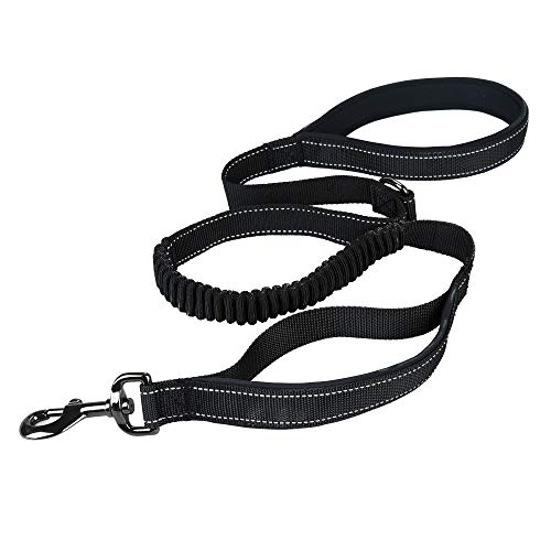 WHICH DOG Dog Leash Double Handles Bungee Shock Absorbing Heavy Duty Leash for Large and Medium Dogs Anti-Pull Reflective Leash