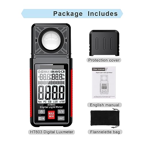 Luxómetro digital de 200000 Lux y medidor de iluminancia con temperatura ambiente 7