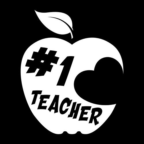 Creative Concept Ideas #1 Number One Teacher Apple CCI Decal Vinyl Sticker|Cars Trucks Vans Walls Laptop|White |5.5 x 4.75 in|CCI1793