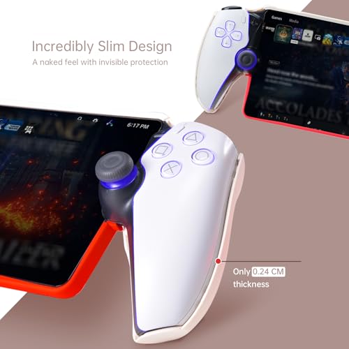 Image of UYIYE Case for PlayStation Portal, Soft Protective PS Portal Case Accessories with Anti-Slip Comfort Grip, Slim Remote Player Cover Skin & Hard Shell Case, White & Red