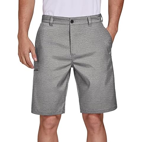 SPECIALMAGIC Men's Quick Dry Stretch Golf Shorts, Classic-Fit Men Dress Shorts with Zippered Pockets, Summer Lightweight Outdoor Casual Shorts (Grey, 36) Cover