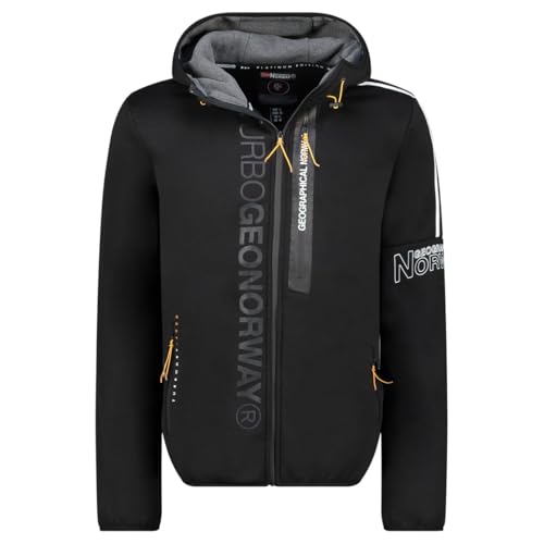 Geographical Norway Freestyle DB Black Men 054 (WY9547H/GN-Black) - Sudadera para hombre, corte regular, cómoda, deportiva, con capucha, apertura completa M