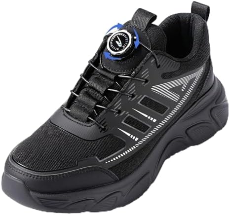 XIEHX Arbeitsschuhe Herren Sicherheitsschuhe Stahlkappenschuhe mit Drehschnalle Schnürsenkeln rutschfeste Leichte Arbeitsschuhe