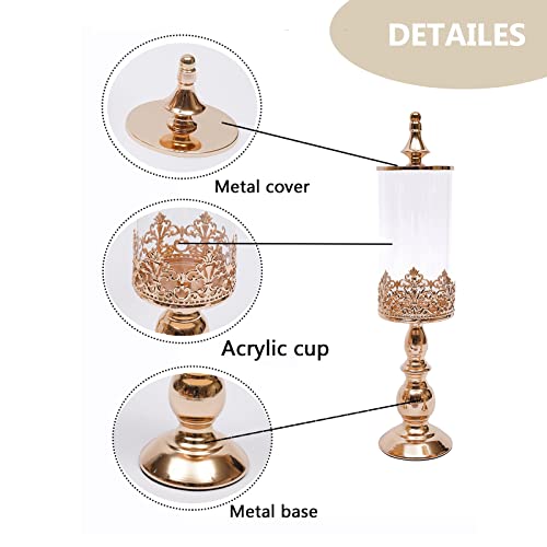 Wupyi Candy Jars With Lids,4 Pcs Gold Metal Sugar Bowl Holder Set,Candy Dish Candy Buffet Storage Container Dessert Snack Biscuit Table Decor Stands For Home Wedding Party #TOP3
