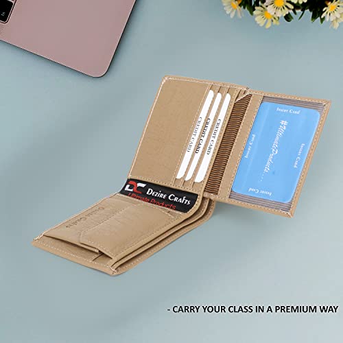 Image of Dezire Crafts Men Formal, Casual Black Artificial Leather Wallet (6 Card Slots) (Beige)