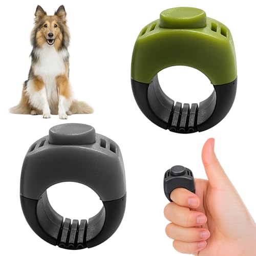 BaZuyunMd 2 Stücke Klicker Hund Clicker Katze Set Finger Clicker Geeignet Für Das Training Von Hunden Katzen Und Pferden(Grau Grasgrün)
