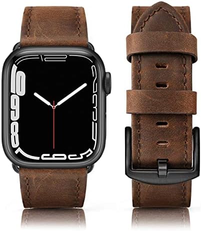 SWEES Leather Band Compatible with Apple Watch Bands 45mm 42mm 44mm Men Women, Vintage Genuine Leather Wristband Replacement Band Compatible for iWatch Series 8 7 6 5 4 3 2 1 SE Retro Walnut