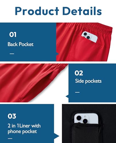 Image of Gleeease 7inch Mens Swim Trunks 2 in 1 with Compression Liner Pockets Drawstring Quick Dry Stretch Lined Funny Beach Pool