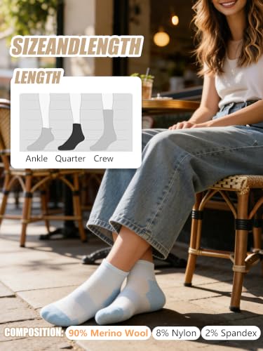 Image of 90% Merino Wool Breathable Running Ankle Socks for Men Women 3 Pairs