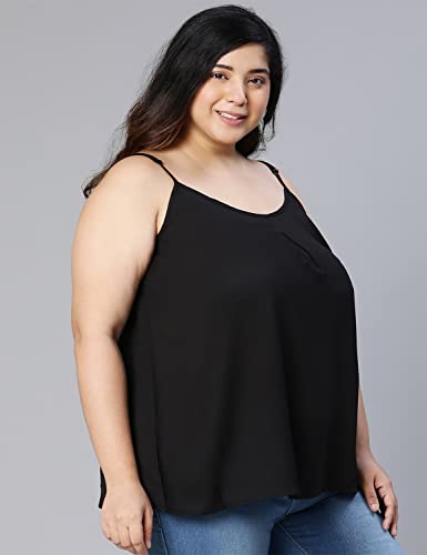 Image of oxolloxo Women Plus Size Solid Shoulder Strap Polyester Top
