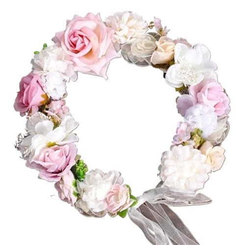 Accessoires cheveux fête mariage confortables avec bandeau de fleurs blanches et bracelet